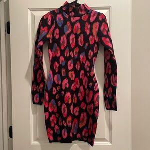 FARM Rio Vibrant Pink and Red Long Sleeve Dress